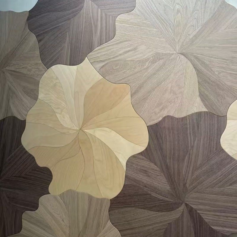 Walnut Lotus Design Solid Parquet Flooring